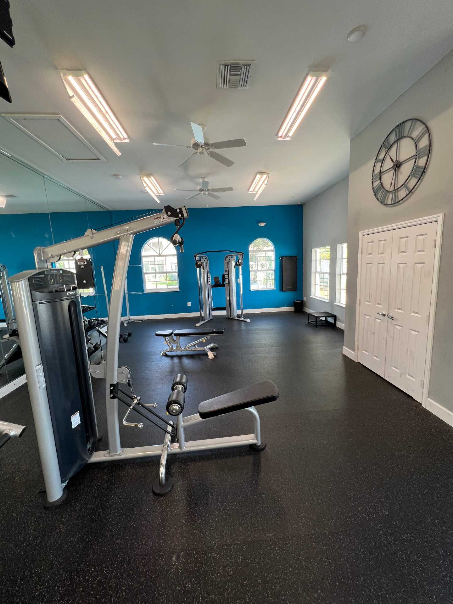 Community Gym Repaint – Blue Accent Wall